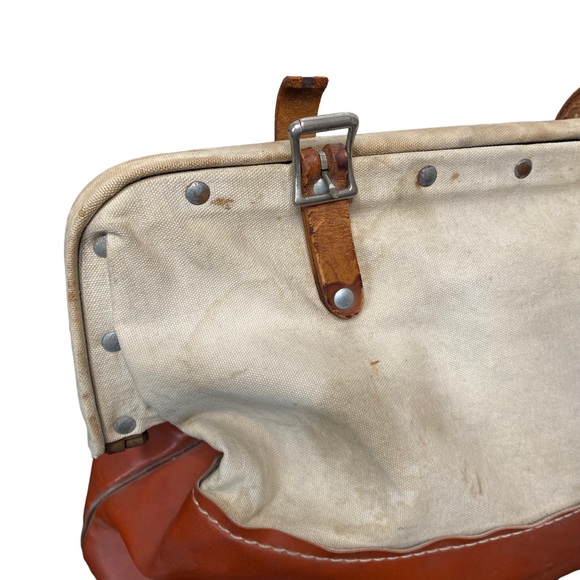 Klein Tools Vintage 24 Inch Linesman Tool Bag Doctors Style Large Canvas Leather - Picture 7 of 12